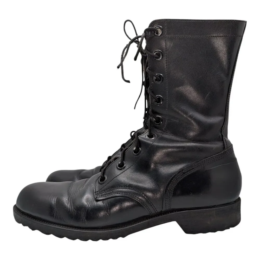 Genesco Mens 9N Black Leather Combat Vintage 1968 Military Work Boots Goth Punk